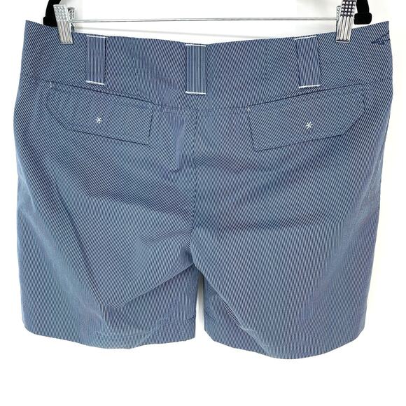 Horny Toad Blue Pin Stripe Flat Front Shorts Women's Size 12 - Picture 2 of 5